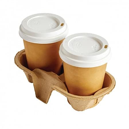 Portavasos de Carton para transportar bebidas, 25 unidades por paquete, (2 VASOS), Aislantes del Calor - Biodegradables y reciclables - Ideal para Llevar Vasos de Cafe, te, infusiones