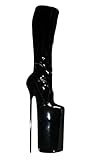 30 cm Absatz Erogance 30 cm Extrem Plateau High Heels Lack Kniestiefel Schwarz A6163 / EU 41