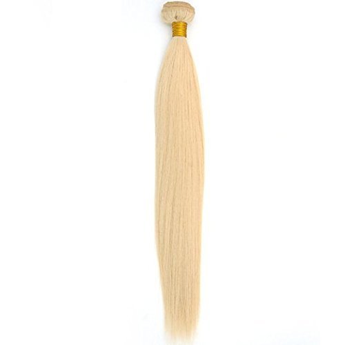 Cupidlovehair Silky Straight Brazilian Virgin Remy Human Hair Wefts Extensions Light Blonde 613# Color (Hair Length 18")