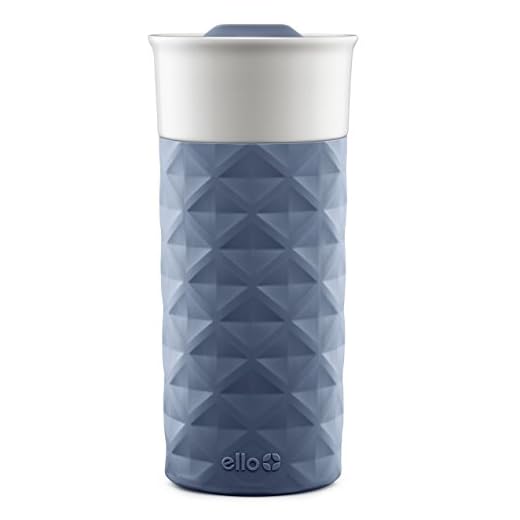 Ello Ogden BPA-Free Ceramic Travel Mug with Lid, Evening Blue, 16 oz