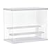 MECCANIXITY Clear Acrylic Display Case with LED Light 2 Tier Dustproof Showcase Assemble Cube Storage Boxes Stand for Collectibles, Action Figures (12.6x7.09x10.43) White