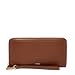 Fossil Women's Logan Leather Zip Around Clutch Wallet, Brown