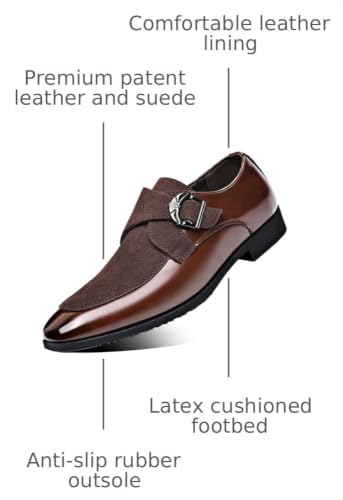 Image of Men's Suede Patent Leather Dress Shoes Business Formal Derby Fashion Oxford Tuxedo Shoes