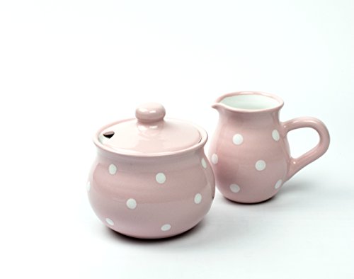 UNGARNIKAT Keramik Milch- & Zuckerset Rosa Punkte