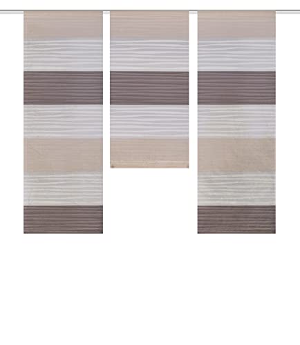 Clever-Kauf-24 Mini Flächenvorhang Set 3-TLG. mit Querstreifen Stein 055983