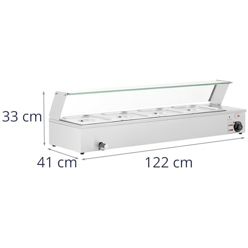 Royal Catering RCBM_GN1/2_3 Bain Marie 2000 W 4 GN 1/2 Ablasshahn Wasserbad Speisenwärmer – Bild 7