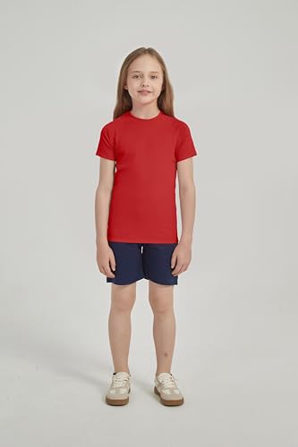 Image of 5-14Y Boys Girls Rash Guard UPF 50+ Short Sleeve Kids Neon Swim Shirts | Unisex UV Sun Protection Shirts,Quick Dry Kids Rash Guard, Boys Girls Neon Swim Shirts,Teen Rash Guard Swimsuit