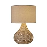  LIGHTING COLLECTION Lampe a poser, 1 lumiere, acier doux, rattan naturel