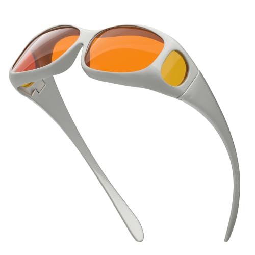 Image of Eyekepper 100% Blue Light Blocking Fit Over Glasses for Improve Sleep, Blue Light Glasses for Women Men Nighttime, Computer Protection Eyewear - Silver