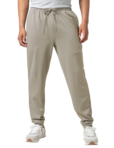 Image of DAMENSCH Men Mid Rise Regular Fit Cotton Blend Solid Moisture Wicking Antimicrobial Zipper Pocket Super Comfortable Baby Terry Lounge Joggers