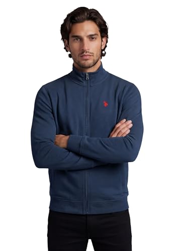 U.S. POLO ASSN. Męska bluza dresowa (S-XXL) ze stójką, zamkiem błyskawicznym, kieszeniami bocznymi i lekką podszewką P020, granatowo-czerwony, L