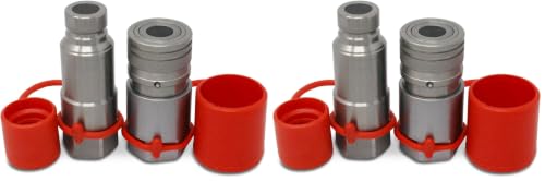 Image of Flat Face Connect Under Pressure Hydraulic Quick Connect Coupler Set, 1 /2″ NPT Thread (Pack of 2)