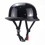 Woljay Vintage motorcycle half helmet German Style casque moto Retro Cruiser Scooter helmets for Adult Men Women DOT Approved (Gloss Black,M)