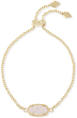 Kendra Scott Elaina Adjustable Chain Bracelet for Women, Fashion Jewelry, 14k Gold-Plated, Iridescent Drusy