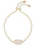 Kendra Scott Elaina Adjustable Chain Bracelet for Women, Fashion Jewelry, 14k Gold-Plated, Iridescent Drusy
