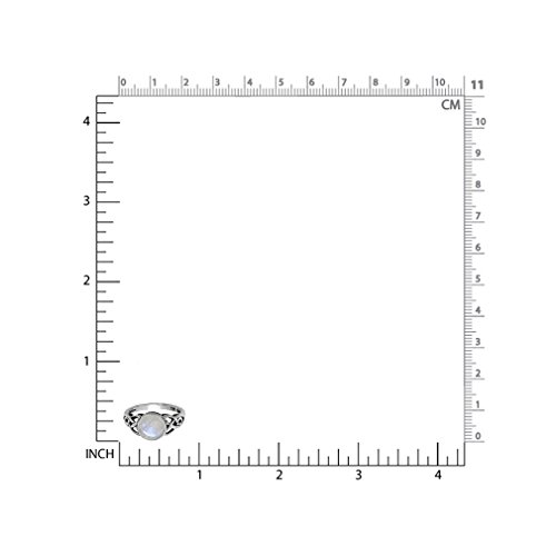 Silvershake 8Mm Natural Round Shape Moonstone 925 Sterling Silver Triquetra Celtic Knot Solitaire Ring Size 7 #TOP1