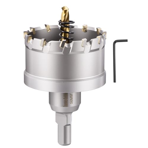 CoCud 2-13/64" (56mm) Hole Saw, Tungsten Carbide TCT Hole Cutters with Drill Bit - for Thick Hard Metal, Stainless Steel, Copper, Aluminum