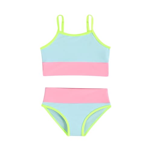 Image of Little Girl Swimsuit Casual Swimwear Kids Two Piece Color Block Bathing Suits Beach Bikini Set 3-12Years