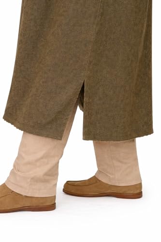 Image of Exotic India Men's Woolen Blend Kashmiri Phiran with Hood | Pure Wool Long Overcoat-Oversized Phiran for Men