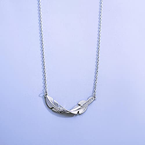 Collier Argent 925 pour Femmes Chaîne Clavicule Plume Zircon