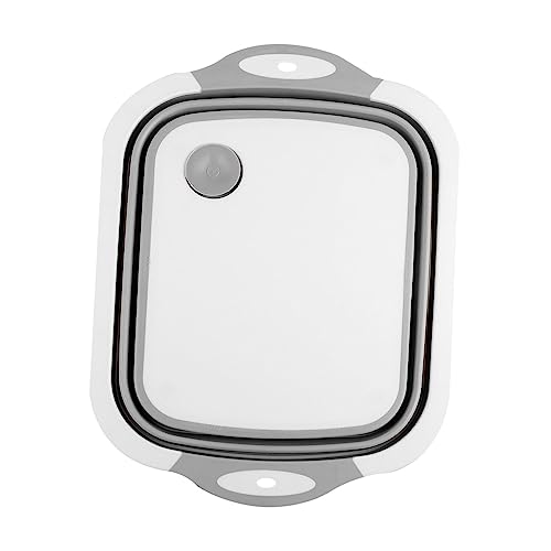 Abaodam 折り畳み式キッチンまな板 水切りバスケット 多機能洗菜盆 省スペース収納可能 野菜洗浄とカットに 使いやすいグレー