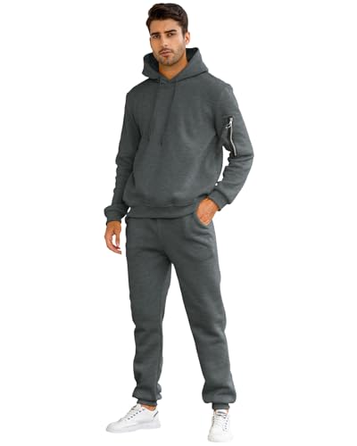 Image of Men's Sweatsuits Set 2 Piece Hoodie Outfit Jogging Tracksuits for Men Casual Athletic Long Sleeve Pullover Suit Set