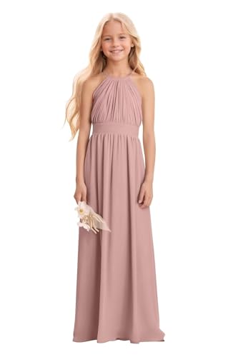 Halter Chiffon Junior Bridesmaid Dresses for Wedding Flower Girl Dress Long First Communion Dress3