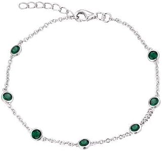 JO WISDOM Women Bracelet,925 Sterling Silver Bead Bracelet with AAA Cubic Zirconia Birthstone,Jewelry for Girl Mum