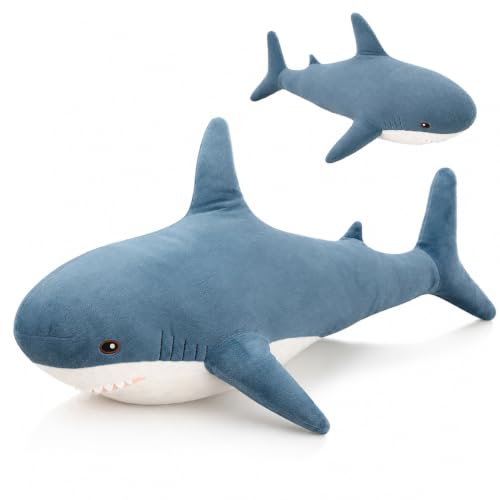 Juguete de Peluche Tiburón, Almohada de Peluche Tiburón, peluche suave-Azul