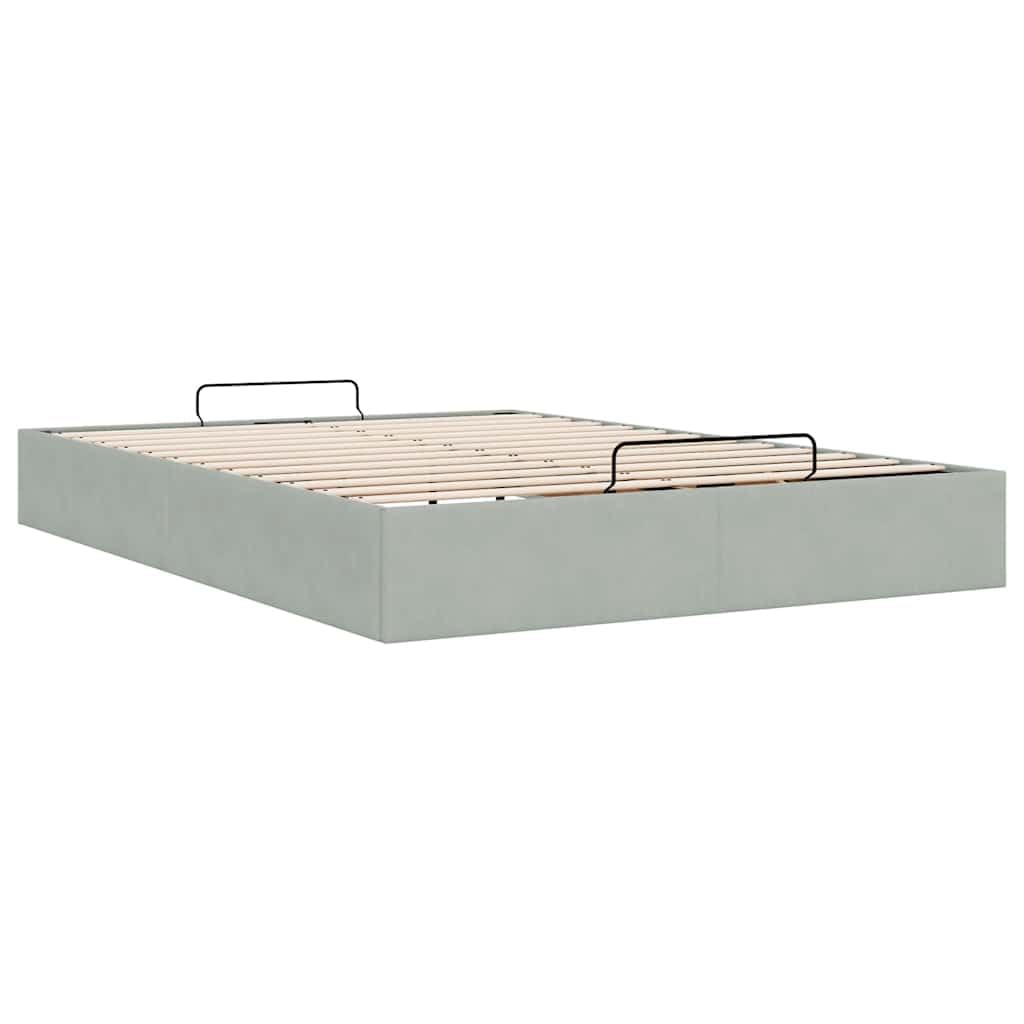 Festnight Cama Canapé Tapizado 140 x 200 cm con Somier y Almacenamiento Abatible Gris Claro