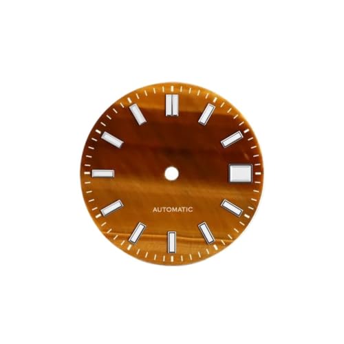 Ojo de Tigre Amarillo Esfera de Reloj 28,5 mm con Movimiento NH36 Lume Azul