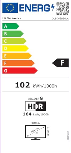LG TV OLED 2023 | OLED65B3 | 65'' (164 cm) | OLED | Processeur α7 AI Gen6 4K, Gris foncé/Noir