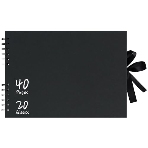 Vienrose Album Fotografico 29x21,5 cm, Album Scrapbooking DIY con 40 Pagine Carta Kraft Nera, Album Foto Fai da Te per Matrimonio, Bambino, Famiglia, Album Fotografico Personalizzabile, Nero