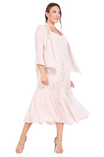 Image of R&M Richards Women's Beaded Pebble Georgette Evening Suit- Mother of The Bride, Cocktail Attire, Wedding Guest