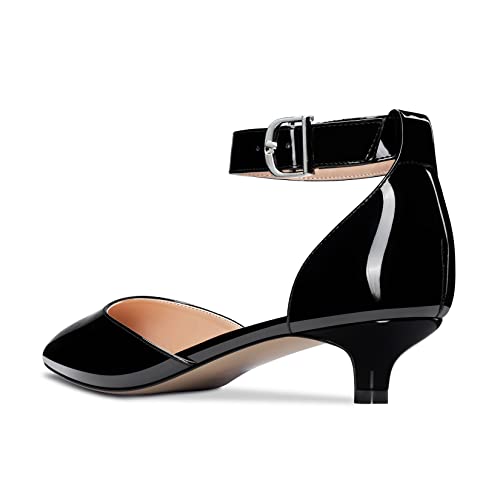 Image of Aachcol Women Kitten Low Heel Ankle Strap Pumps Pointed Toe Sandals Dress Shoes Party Office Wedding 1.5 Inch