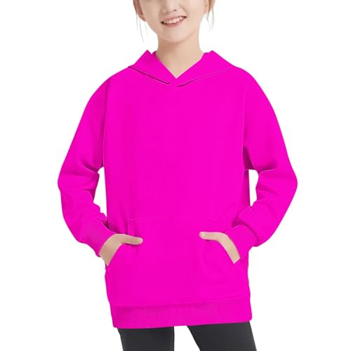 Unisex Kids Hoodies with Pocket Casual Long Sleeve Pullover Sweatshirts Loose Fit Workout Basic Tops for Boys Girls