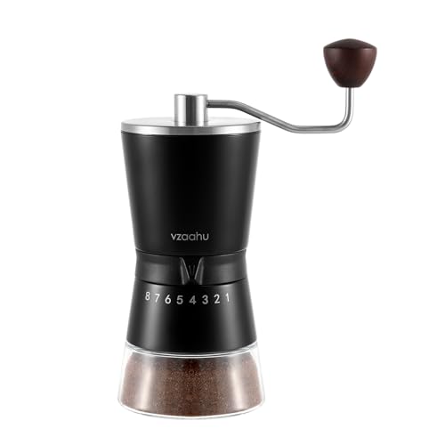 Vzaahu Manual Coffee Grinder - Adjustable Coarseness, Stainless Steel Conical Burr