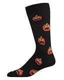 MeMoi Men's Funny Mustache Jack O' Lantern Novelty Crew Sock Black 10-13