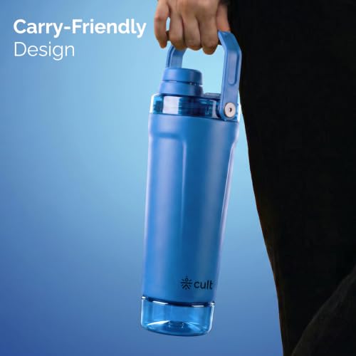 Image of CULT Stainless Steel Gym Shaker 600ml | Leakproof Protein Mixer Bottle with Storage Container & Secure Lock Lid for Fitness & Travel (Royal Blue)