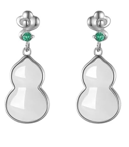 レディースイヤリング、S925シルバークラウドドロップイヤリング、翡翠ひょうたんデザイン、妻や母親へのジュエリーギフト、誕生日や特別な機会に最適, One Size, 瑪瑙