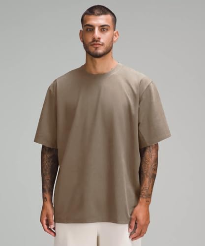Camiseta Masculina Oversized Algodão Egípcio Básica (Bege, M)