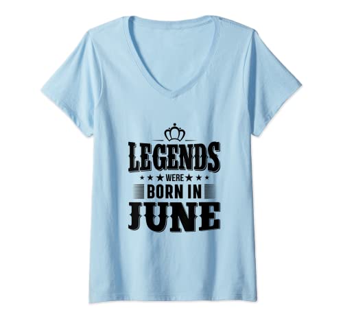 Mujer All Legends Were Born In June Novelty Graphic Cool Designs Camiseta Cuello V
