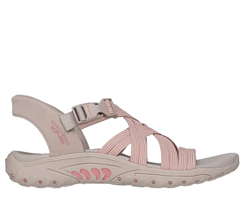 Skechers Women's Reggae - Morning Light, Hands Free Slip-Ins Multi Strap Sandal, Taupe/Coral, 10M