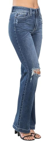 Judy Blue Women's Mid-Rise Handsand and Destroy Bootcut Jeans2