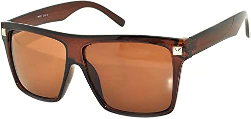 Retro Vintage Amber Lens Sunglasses Brown Frame Stylish