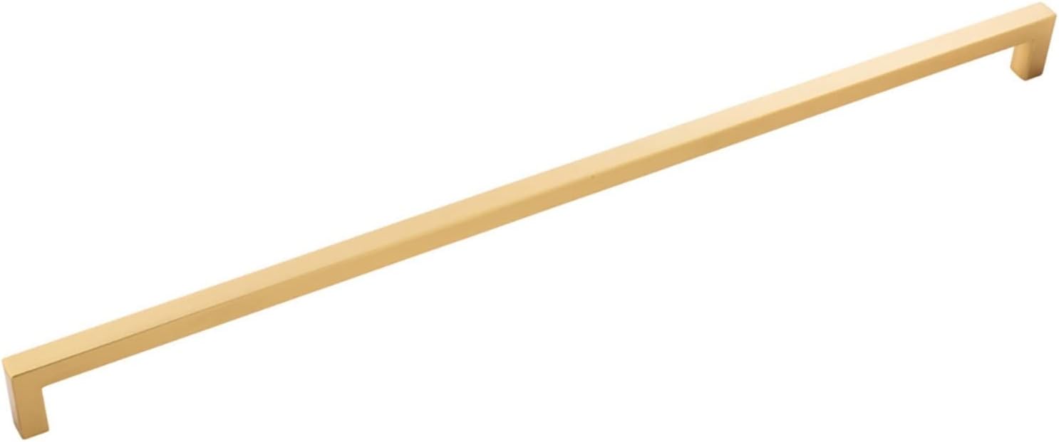 Hickory Hardware 5 Pack Solid Core Kitchen Cabinet Pulls, Luxury Cabinet Handles, Hardware for Doors & Dresser Drawers, 18 Inch Hole Center, Brushed Golden Brass, Skylight Collection