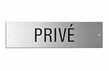 Privates Schild, 150 x 40 mm, gebürstetes Aluminium, Edelstahl-Optik, 2-fach gelocht