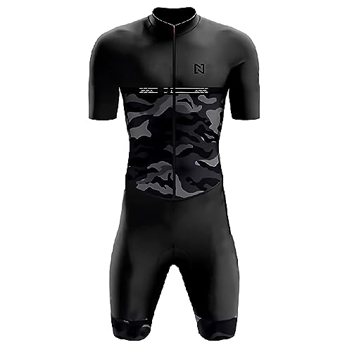 NUNOMO Summer Cycling Skinsuit Triatlón for Hombres, Pro Manga Corta Traje de Ciclismo, Racing Tri Suit de Bicicletas Acolchado de Gel, MTB Mono Bueno para correr, andar en bicicleta, nadar (TYP-2,M)