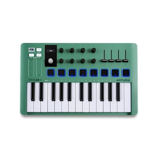 Arturia MiniLab 3 — Limited Edition Mint Green 25 Key USB MIDI Keyboard Controller With 8 Multi-Color Drum Pads, 8 Knobs and Music Production Software Included