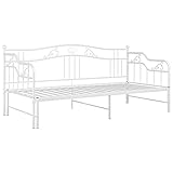  Tidyard Ausziehsofa Bettgestell Bettsofa Ausziehbett Tagesbett Schlafsofa Metallbett Sofa Couch Metall 90x200 cm Weiß